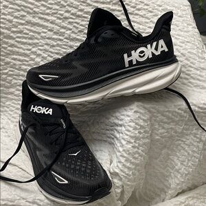 Hoka Black and White Athletic Sneakers